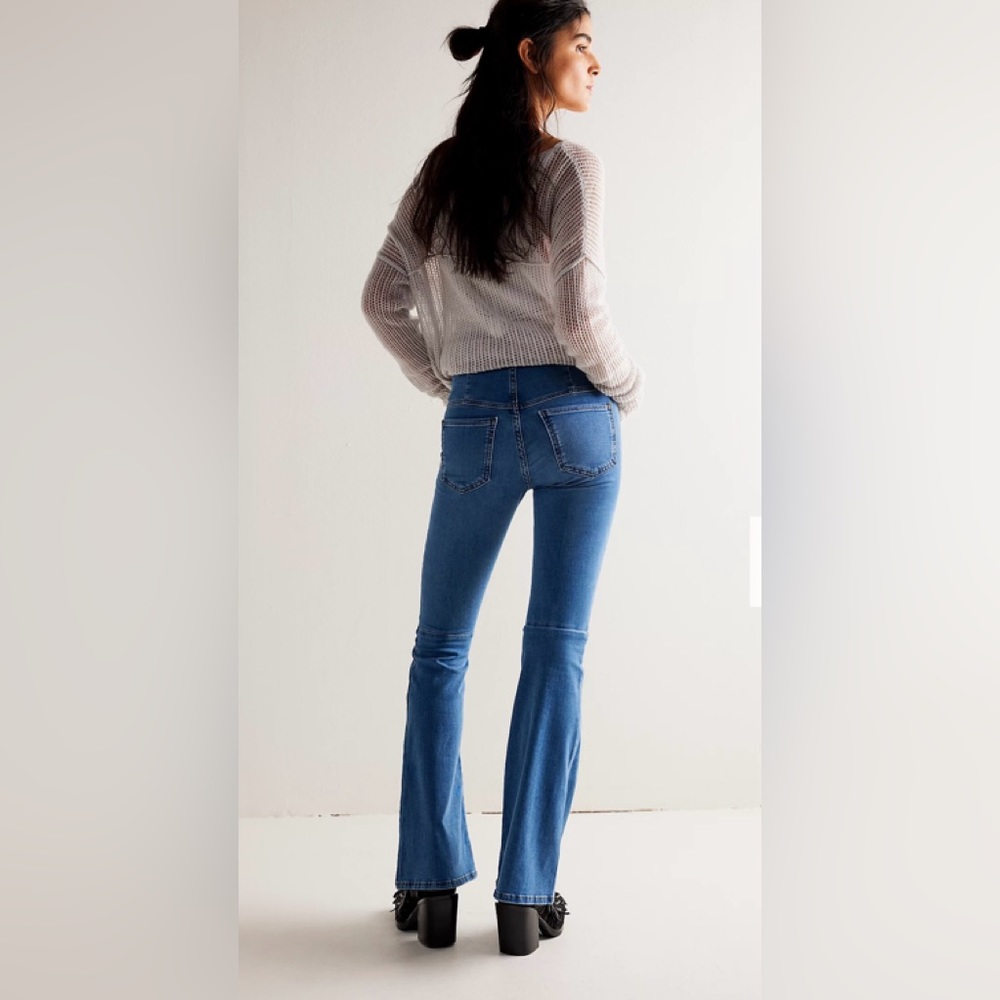 NWT Free People Penny Pull On Mid Rise Flare Leg Jeans
